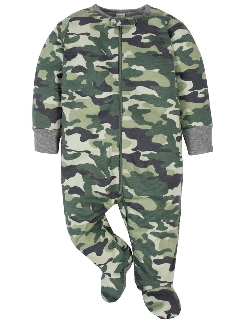 Gerber Baby Boys' 4 Pack Sleep 'N Play Footie, Tiger Grey, Newborn - Image 2
