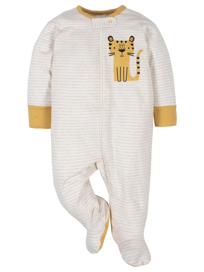 Gerber Baby Boys' 4 Pack Sleep 'N Play Footie, Tiger Grey, Newborn - Image 3