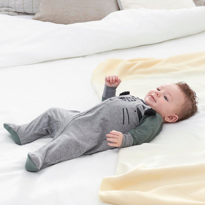 Gerber Baby Boys' 4 Pack Sleep 'N Play Footie, Tiger Grey, Newborn - Image 4