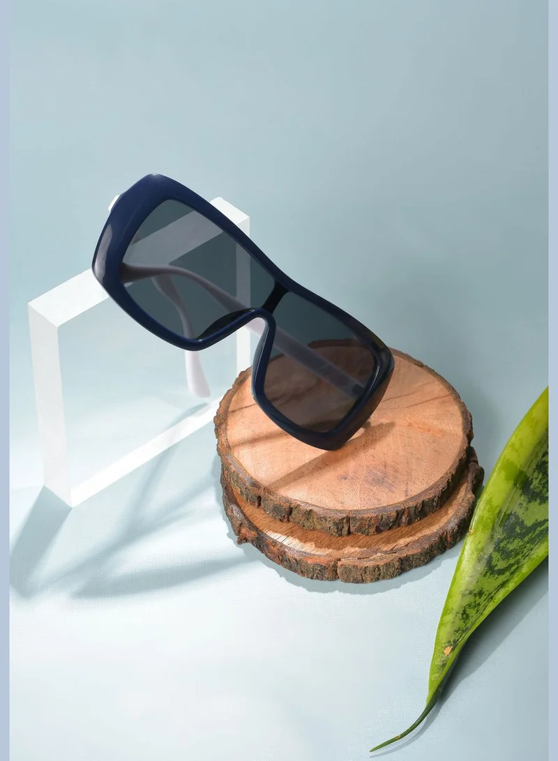 French Accent Men Black Lens Black Oversized Sunglasses