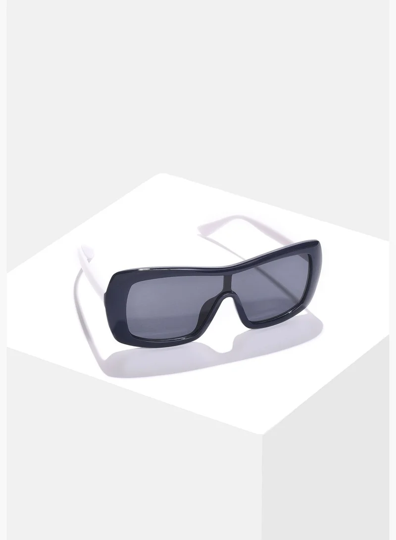 French Accent Men Black Lens Black Oversized Sunglasses