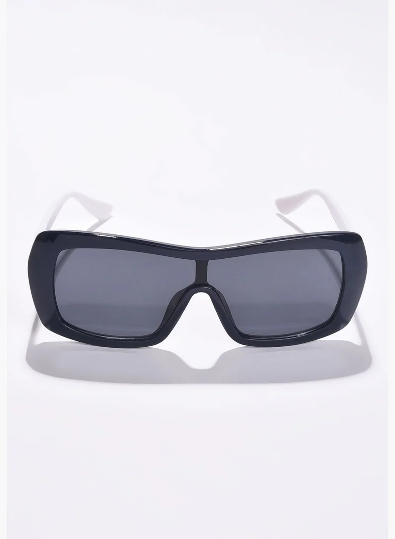 French Accent Men Black Lens Black Oversized Sunglasses