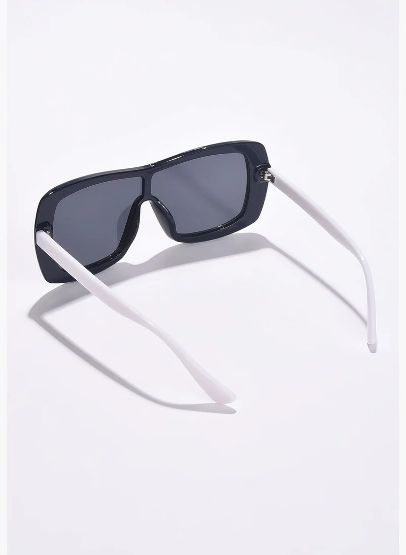 French Accent Men Black Lens Black Oversized Sunglasses