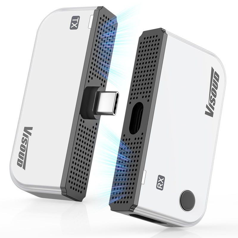 Visoud 2026 Upgraded Type-C Wireless HDMI Transmitter & Receiver Kit 328FT/100M, 4K Input to 1080P@60Hz Output, Plug&Play, 5.8G+2.4G Video Audio from Phone/Tablet/Laptop/PC to Monitor/Projector/TV Box - Image 1
