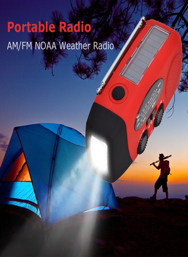 Portable Radio with AM/FM Flashlight Reading Lamp NOAA Weather Power Bank for Emergency Solar Powered Crank Handheld Radio - Image 4