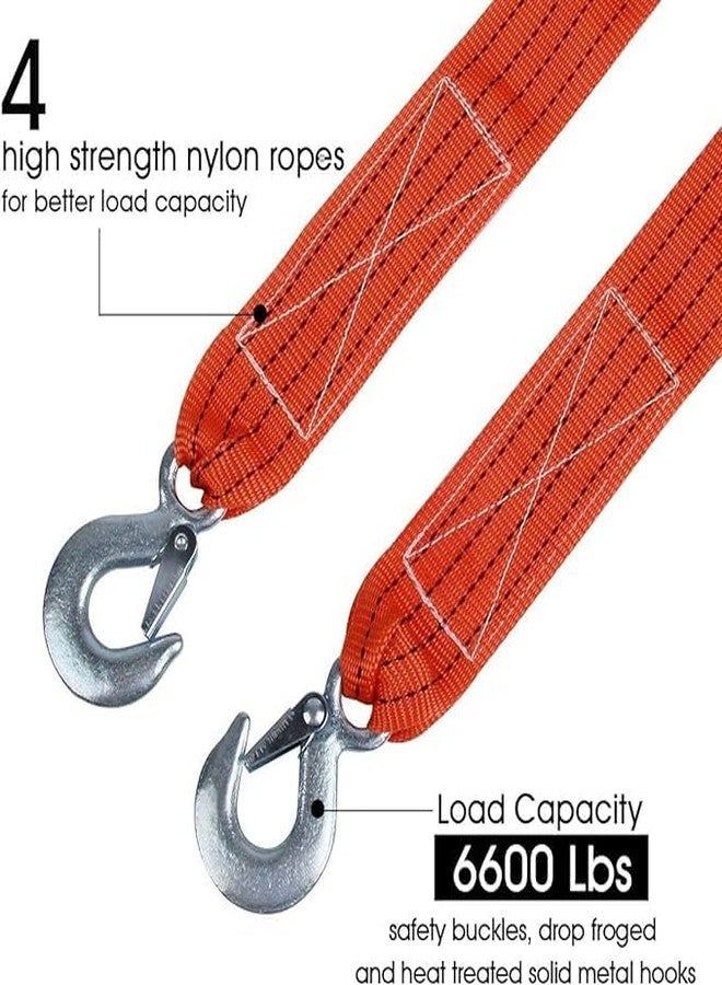 Kiesh 3 Ton Heavy Duty Tow Rope Long Super Strong Emergency Heavy Duty Car Tow Cable 3 Meter Towing Strap Rope with Dual Forged Hooks (Orange) - Image 2