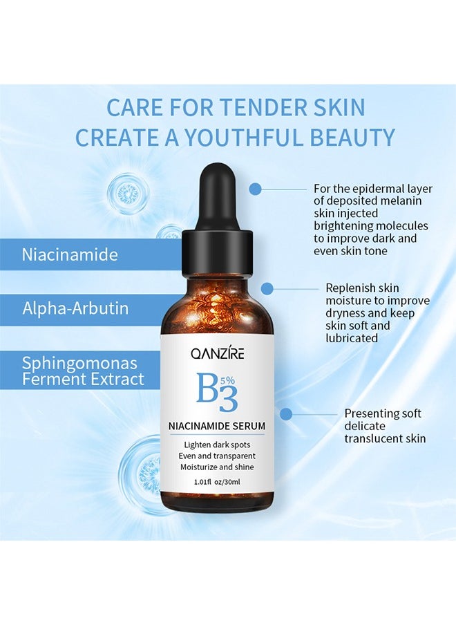 QANZIRE - Vitamin B3 Niacinamide Serum, Niacinamide Face Serum for Women & Men, Skin Brightening Serum Face Care, Anti Aging Serum for Face, Dark Spot Remover Serum, Hydrating Serum, Even Skin Tone 30ml - Image 1