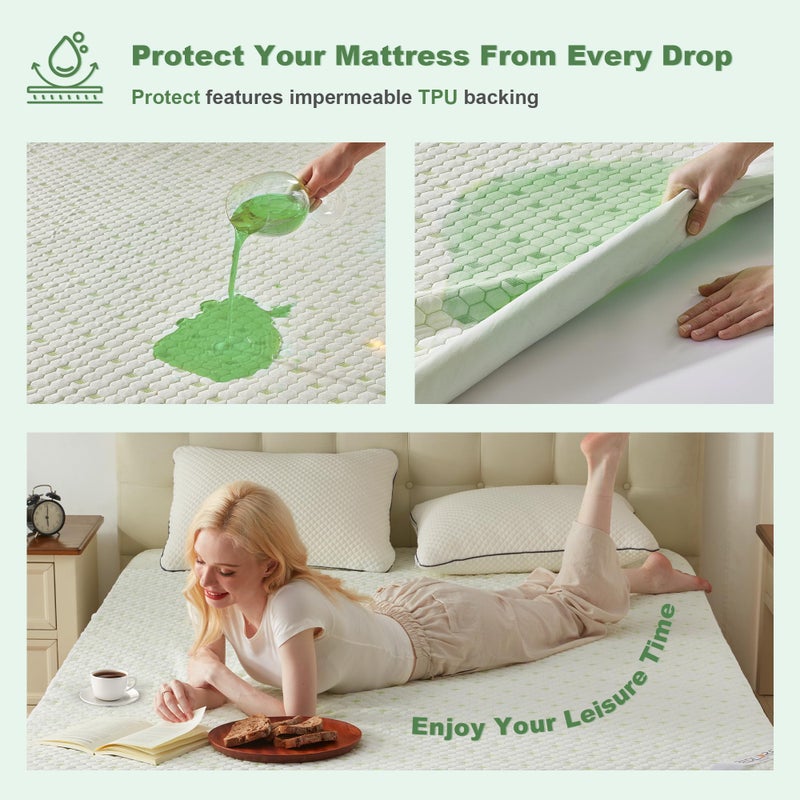 BEDLORE Waterproof Mattress Protector, King Size Mattress Pad Fitted 6"-18" Deep Pocket, 3D Air Fabric Breathable Bed Mattress Cover Noiseless Washable for Home, Bedroom, Hotel - Image 3