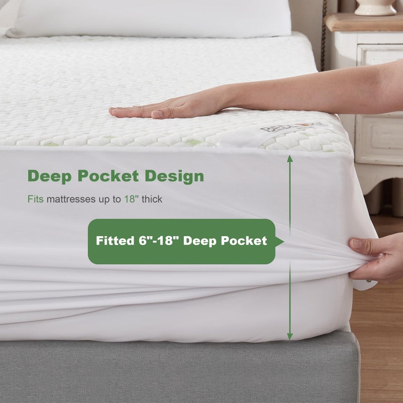 BEDLORE Waterproof Mattress Protector, King Size Mattress Pad Fitted 6"-18" Deep Pocket, 3D Air Fabric Breathable Bed Mattress Cover Noiseless Washable for Home, Bedroom, Hotel - Image 5