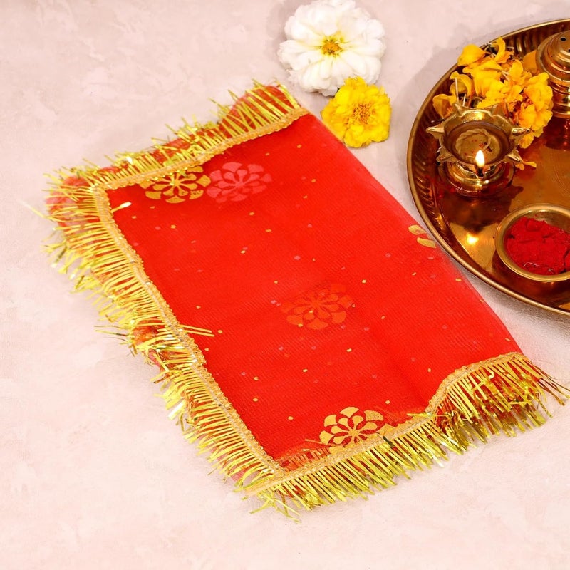 Aksharveda Red Mata Chunri with Golden Border - Image 2
