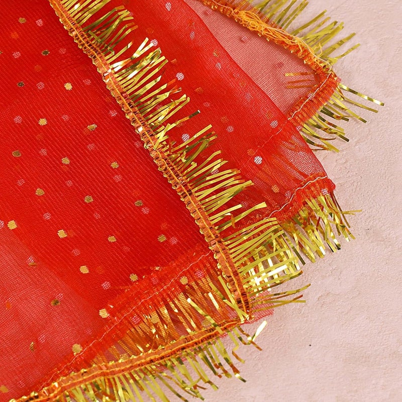 Aksharveda Red Mata Chunri with Golden Border - Image 5