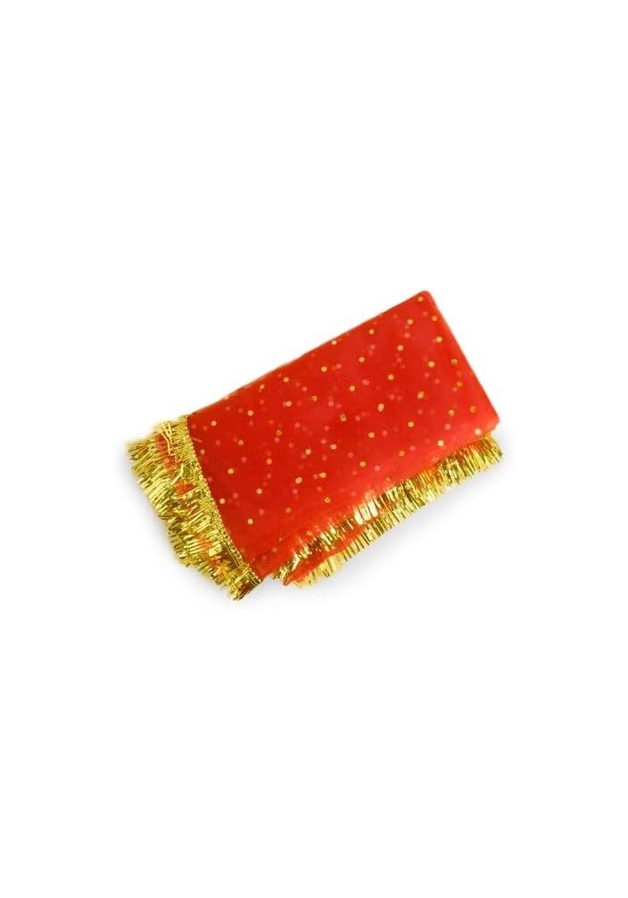 Aksharveda Red Mata Chunri with Golden Border - Image 1