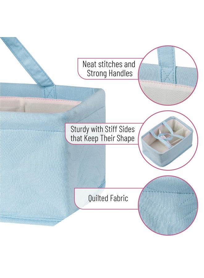 Mr. Pen Mr. Pen Baby Diaper Caddy - Blue Quilted Fabric, Portable Car Diaper Organizer  - Image 2