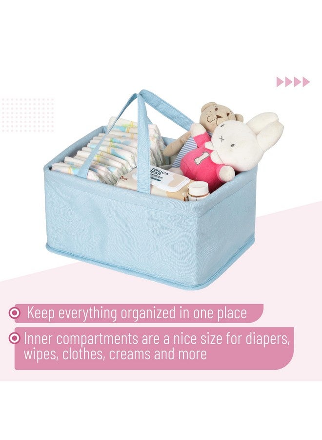 Mr. Pen Mr. Pen Baby Diaper Caddy - Blue Quilted Fabric, Portable Car Diaper Organizer  - Image 4