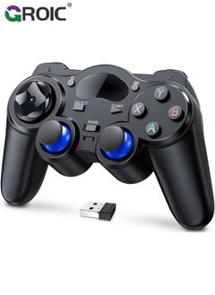 GROIC وحدة تحكم لاسلكية للكمبيوتر الشخصي، وحدة تحكم USB لاسلكية لأجهزة PS3 /Android/PC/سطح المكتب/الكمبيوتر المحمول، وحدة تحكم ألعاب الكمبيوتر للكمبيوتر الشخصي لجهاز التحكم بالبخار للكمبيوتر الشخصي، أسود  - Image 1
