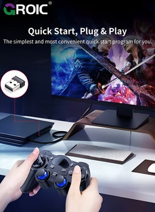 وحدة تحكم لاسلكية للكمبيوتر، وحدة تحكم لاسلكية USB لأجهزة PS3 / Android / الكمبيوتر الشخصي / الكمبيوتر المكتبي / الكمبيوتر المحمول، وحدة تحكم ألعاب الكمبيوتر الشخصي، وحدة تحكم Steam للكمبيوتر الشخصي، أسود - view 3