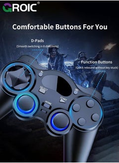 GROIC وحدة تحكم لاسلكية للكمبيوتر الشخصي، وحدة تحكم USB لاسلكية لأجهزة PS3 /Android/PC/سطح المكتب/الكمبيوتر المحمول، وحدة تحكم ألعاب الكمبيوتر للكمبيوتر الشخصي لجهاز التحكم بالبخار للكمبيوتر الشخصي، أسود  - Image 5