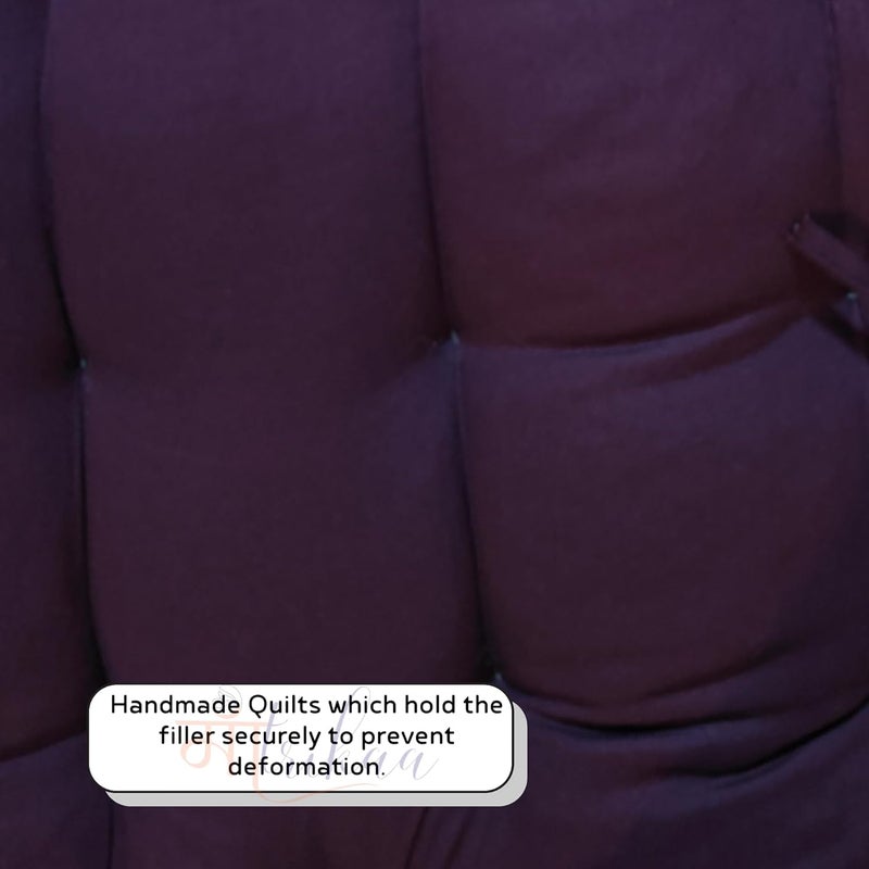 MAATRIKAA Straight Cotton Long Chair Pad with Two Square Cushions for OfficeHome Hip Support Wine - Image 5