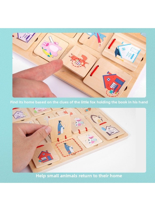 Small Animals Find House Jigsaw Puzzle Game Children's Early Education Puzzle Matching Board Baby Concentration Training Wooden Toys-Color:Small Animals Looking For A House. - Image 5