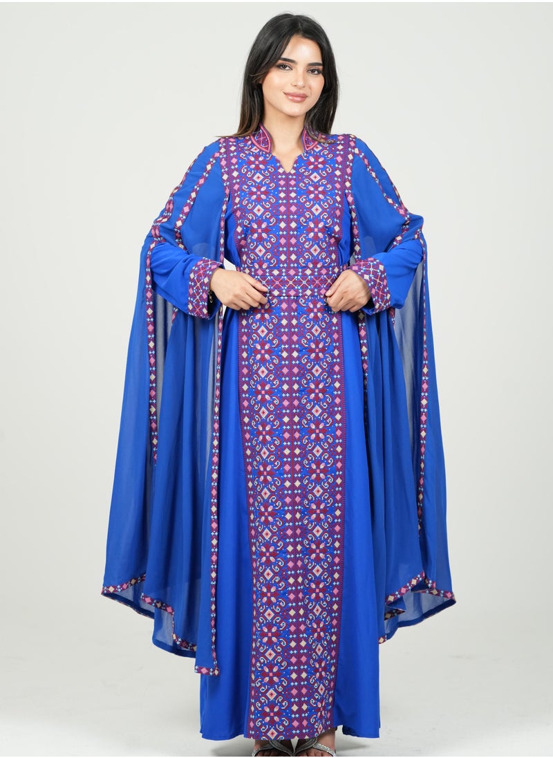 AL BENT AL SHARQIEH women kaftan dress printed jalabia  - Image 1