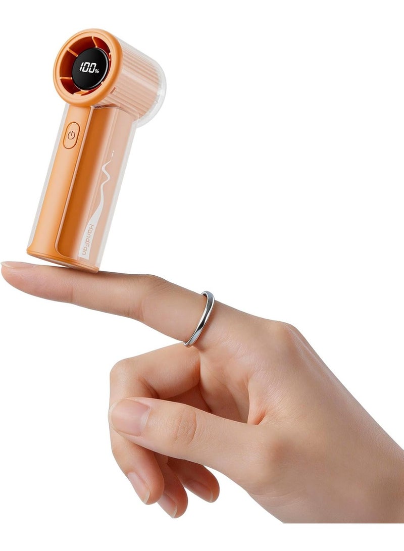 HandFan Portable Mini Turbo Fan, Pocket Size, 100-Speed Adjustable, Orange - Image 1