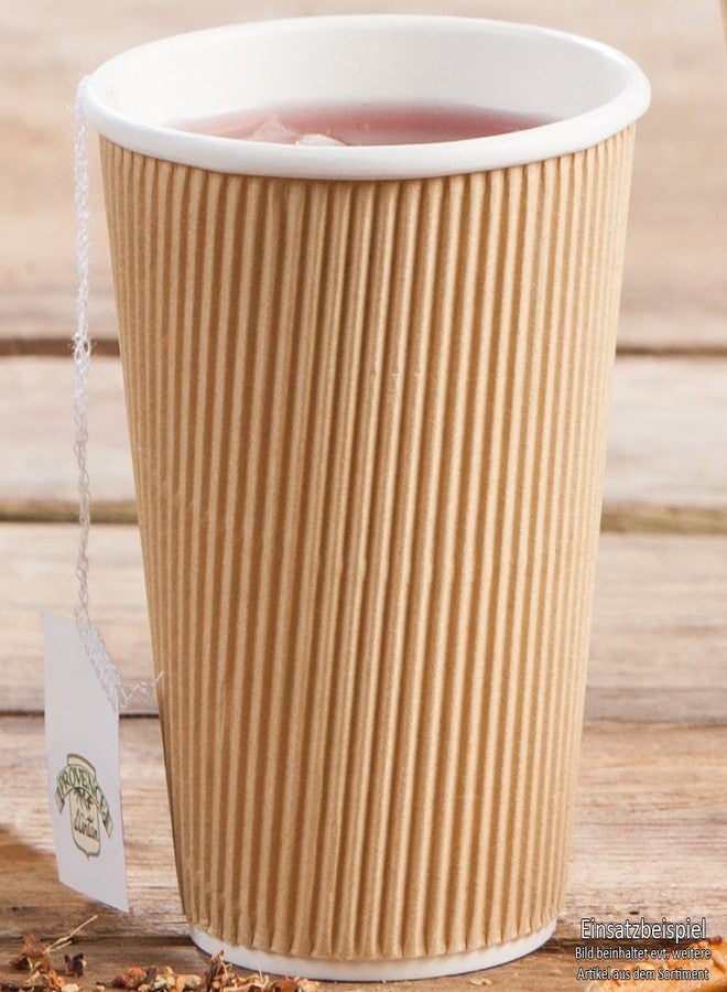 BIOZOYG Pack of 25 Coffee Cups Insulated Paper Cups 200 ml / 8 oz Diameter 80 mm White/Brown - Ribbed Plastic-Free Sustainable Materials - Disposable Cups Mulled Wine Cups - Image 3