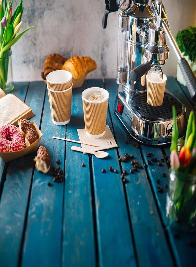 BIOZOYG Pack of 25 Coffee Cups Insulated Paper Cups 200 ml / 8 oz Diameter 80 mm White/Brown - Ribbed Plastic-Free Sustainable Materials - Disposable Cups Mulled Wine Cups - Image 2