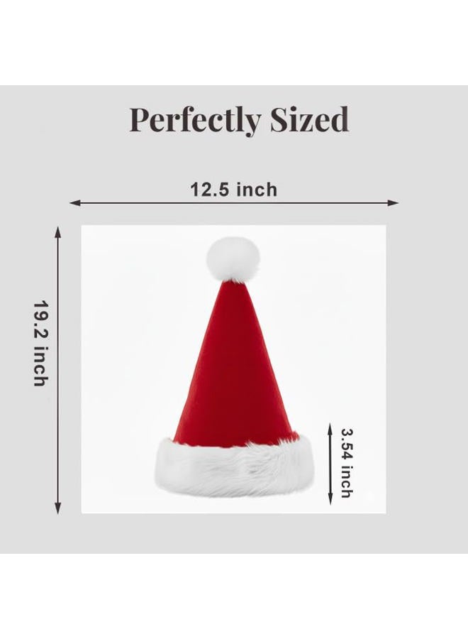 AOGU 6 Pack Plush Santa Hat Confortable Velvet Red Christmas Hat for Christmas Party Favors Fit for Adults and Kids - Image 2