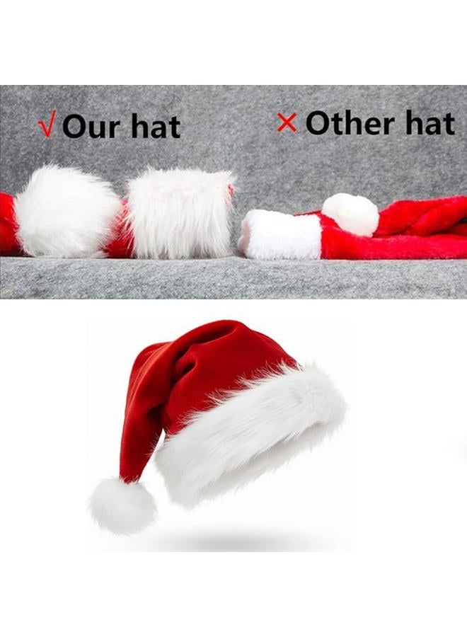 AOGU 6 Pack Plush Santa Hat Confortable Velvet Red Christmas Hat for Christmas Party Favors Fit for Adults and Kids - Image 4