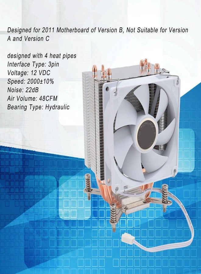 Cuifati LGA 2011 CPU Cooler 230w TDP 3pin 12VDC 2000RPM Hydraulic Bearing CPU Cooler with 90mm Fan for Motherboard with Backplate - Image 2