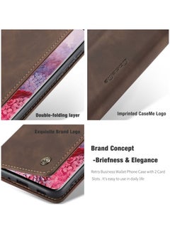 CaseMe CaseMe Samsung Galaxy S20 Ultra Case Wallet, for Samsung Galaxy S20 Ultra Wallet Case Book Folding Flip Folio Case with Magnetic Kickstand Card Slots Protective Cover - Coffee  - Image 3