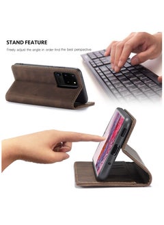 CaseMe CaseMe Samsung Galaxy S20 Ultra Case Wallet, for Samsung Galaxy S20 Ultra Wallet Case Book Folding Flip Folio Case with Magnetic Kickstand Card Slots Protective Cover - Coffee  - Image 4