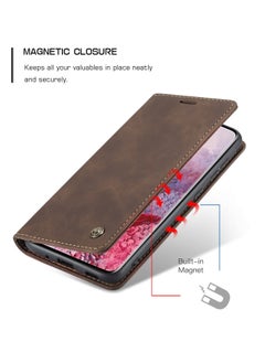 CaseMe CaseMe Samsung Galaxy S20 Ultra Case Wallet, for Samsung Galaxy S20 Ultra Wallet Case Book Folding Flip Folio Case with Magnetic Kickstand Card Slots Protective Cover - Coffee  - Image 5