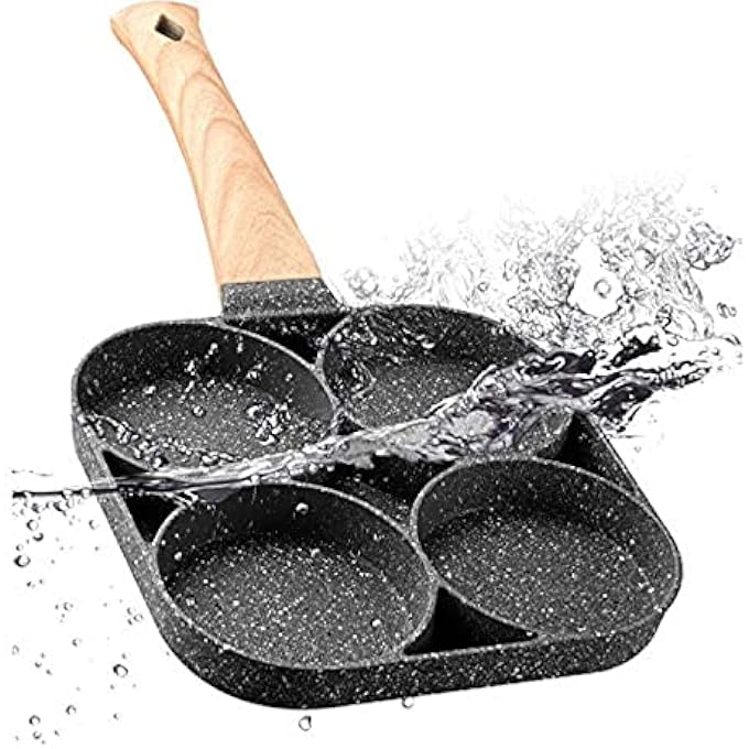 برايفت ليبيل مقلاة غير لاصقة من Fashionyy، مقلاة برجر بيض أومليت بأربع فتحات، مقلاة أومليت، طباخ حثي يعمل بالغاز، وعاء متعدد الأغراض - Image 4