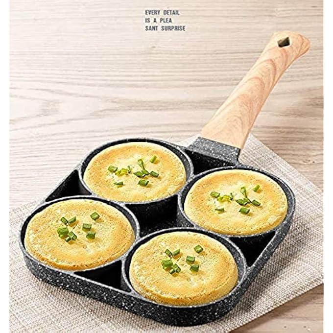 برايفت ليبيل مقلاة غير لاصقة من Fashionyy، مقلاة برجر بيض أومليت بأربع فتحات، مقلاة أومليت، طباخ حثي يعمل بالغاز، وعاء متعدد الأغراض - Image 5