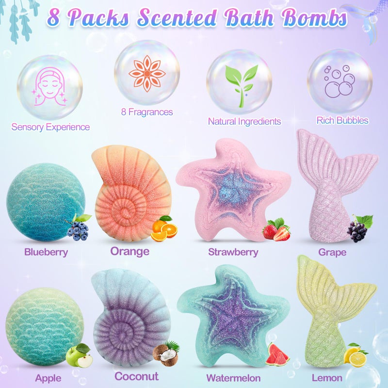 Duchong 8 Packs Bath Bombs for Kids Girls, Bath Bomb with Surprise Toys Inside, Bath Toys for Kids Aged 4-8, Easter Basket Stuffer Gifts for Girls 3 4 5 6 7 8 - Image 2