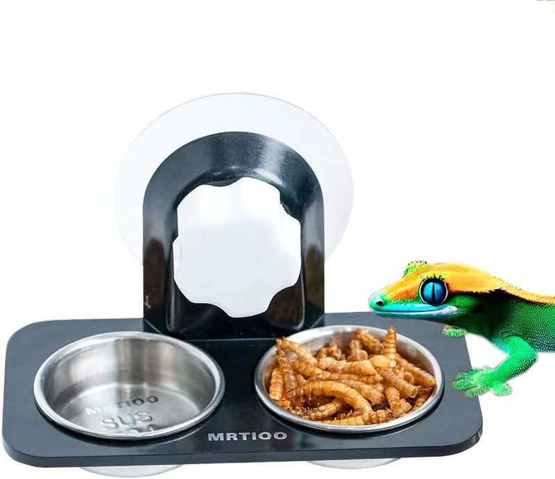 MRTIOO 0.5oz Cups, Reptile Amphibian Food Bowls and Water Dish for Crested Gecko, Lizard Or Other Small Pet Feeder Ledge Accessories Supplies (SUS 10 Cups+Ledeg) - Image 3