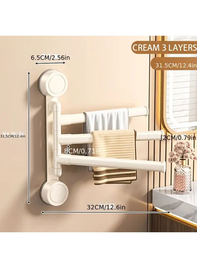 1pc 4 Layer Rotatable Suction Cup Towel Rack Black Wall Mounted Punch Free Installation Space Saving For Shower Room Balcony - Image 3