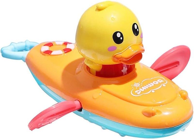 klarako Toddler Baby Bath Toys Wind Up Rowing Boat Duck Toy Floating Bathtub Water Game Toys for Summer Pool  Yellow - Image 3