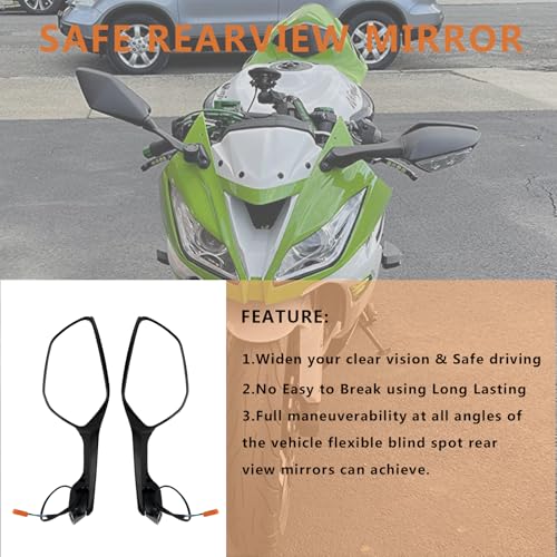 BAIONE Worldmotop Offroad Rear View Side Mirror Adjustable Motorcycle Side Rearview Mirrors Replacement for KAWASAKI Ninja ZX10R ZX-10R ZX 10R 2011-2015(black) - Image 2