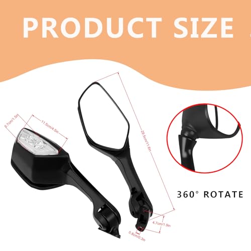 BAIONE Worldmotop Offroad Rear View Side Mirror Adjustable Motorcycle Side Rearview Mirrors Replacement for KAWASAKI Ninja ZX10R ZX-10R ZX 10R 2011-2015(black) - Image 5