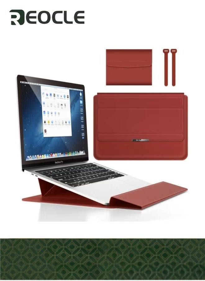REOCLE Laptop Sleeve Case with Laptop Stand and Mouse Pad 16-17 Inch Computer Bag for MacBook Pro Air Dell Chromebook XPS Surface Book iPad Pro Red - Image 1