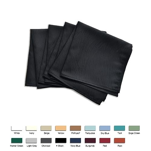 maxmill Jacquard Cloth Napkins 20 x 20 Inch Swirl Pattern 4 Packs Solid Washable Polyester Comfortable for Restaurant Family Dinners Weddings Parties and Banquets Black - Image 2
