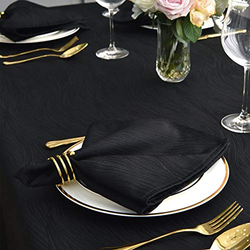 maxmill Jacquard Cloth Napkins 20 x 20 Inch Swirl Pattern 4 Packs Solid Washable Polyester Comfortable for Restaurant Family Dinners Weddings Parties and Banquets Black - Image 1