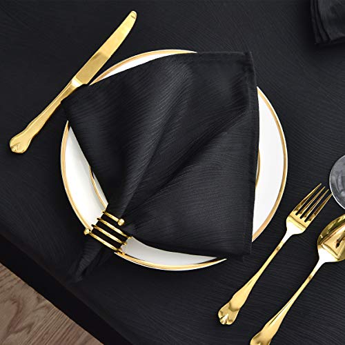 maxmill Jacquard Cloth Napkins 20 x 20 Inch Swirl Pattern 4 Packs Solid Washable Polyester Comfortable for Restaurant Family Dinners Weddings Parties and Banquets Black - Image 3