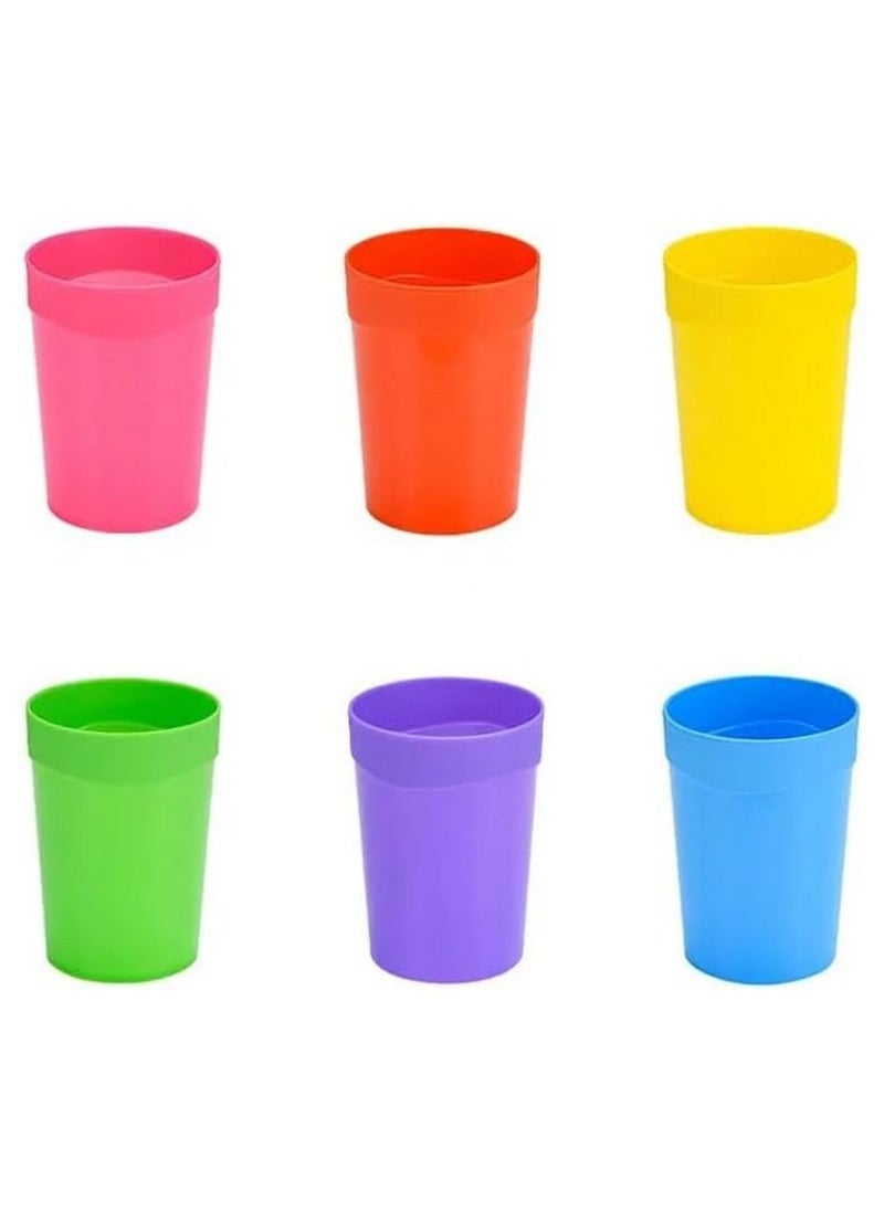 VIO 6 Pack Reusable Plastic Cup Colorful Stackable Drinking Glass Tumbler For Kids Children Toddler & Adult, Dishwasher Safe 400 ML (Multicolor)  - Image 2