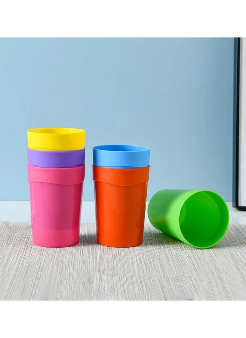 VIO 6 Pack Reusable Plastic Cup Colorful Stackable Drinking Glass Tumbler For Kids Children Toddler & Adult, Dishwasher Safe 400 ML (Multicolor)  - Image 5