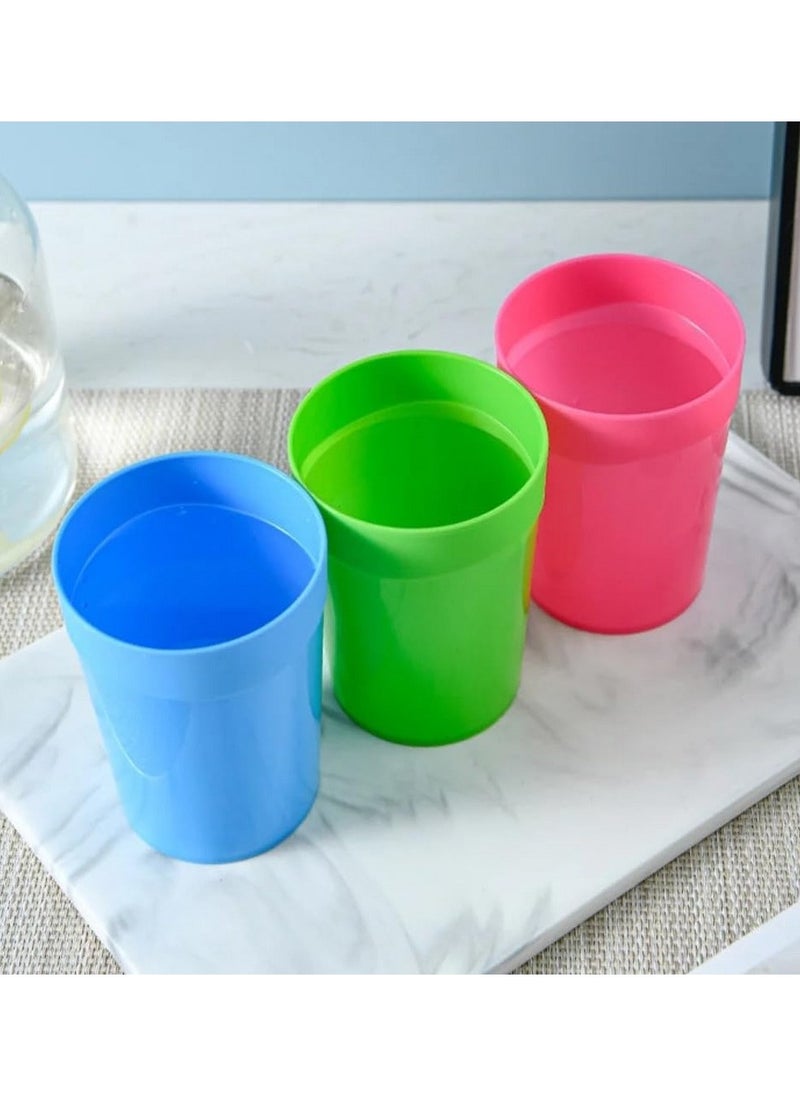 VIO 6 Pack Reusable Plastic Cup Colorful Stackable Drinking Glass Tumbler For Kids Children Toddler & Adult, Dishwasher Safe 400 ML (Multicolor)  - Image 4