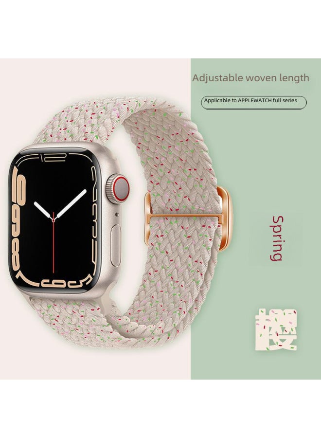 Applewatch Woven Single Ring Watch Strap Apple Watch Strap Sliding Deduction Iwatch897654se10 - Image 2