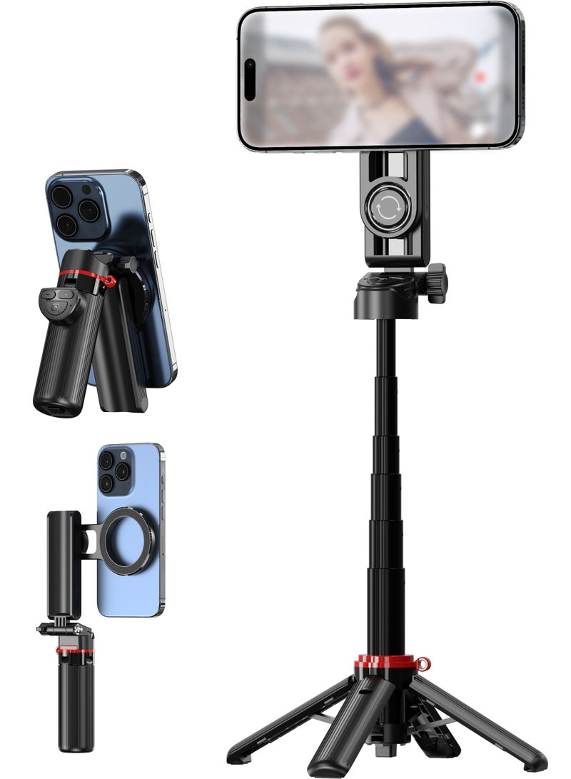 Magnetic Selfie Stick Tripod, 4-Legged Stable Stand with 10m Remote & 360° Rotation, Pocket-Sized MagSafe Phone Grip for Travel & Live Streaming - Image 1